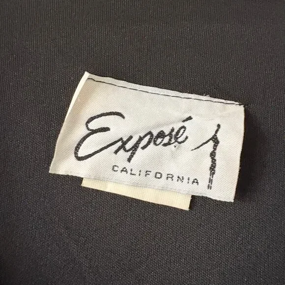 Vintage Expose California Disco Fringe Cocktail Dress Black V-Neck Size 10 - Picture 2 of 6